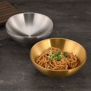 Bol à ramen en acier inoxydable 304 à double paroi, bol à nouilles doré, grand bol à soupe pour les repas d'hôtel - Product Image 1