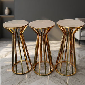 NIKA New Arrival Elegant Stainless Steel Flower <b>Stand</b> Wedding Display Plinth Conical Shape Gold Sliver Wholesale Aisle E-054 - Product Image 3