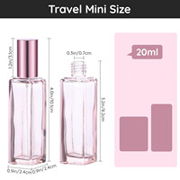 Flacon de parfum en verre carré rose Mini 5ml 10ml 15ml 20ml 30ml Flacons de pulvérisation de parfum vides en cristal pour huiles essentielles