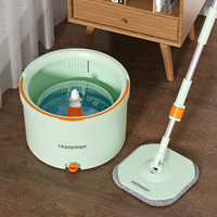 Set Alat Pel Lantai Homettler 360 Self-Wringer dengan Gagang Teleskopik, Kain Pembersih Microfiber Ramah Lingkungan untuk Rumah dan Dapur