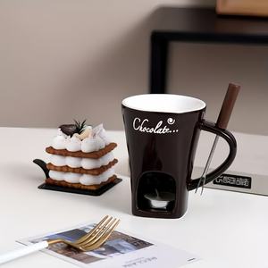 Lot de 2 tasses à <span class=keywords><strong>fondue</strong></span> au chocolat en céramique, mugs à <span class=keywords><strong>fondue</strong></span>, fourchettes à <span class=keywords><strong>fondue</strong></span>, tasses à <span class=keywords><strong>fondue</strong></span> au beurre et au fromage, chauffe-<span class=keywords><strong>fondue</strong></span>, portabilité facile, pour table et cuisine - Product Image 6