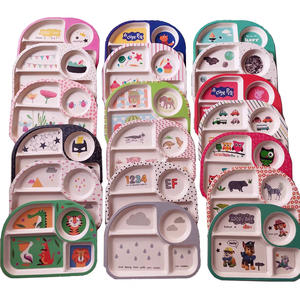 7 pièces ensemble bambou enfants vaisselle ensemble enfants plats assiette bol tasse fourchette et cuillère ustensile couverts repas dessin animé vaisselle - Product Image 2