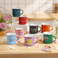 Mug de camping en émail écologique de 12 oz imprimé avec couvercle, couleur et logo personnalisés - Souvenir attentionné, cadeau idéal pour votre bien-aimé(e)