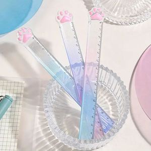 Regla con Diseño de Pata de Gato, Alta Estética, Creativa, Marcapáginas, Material Escolar Esencial para el Regreso a Clases, Hecha de Plástico y Metal - Product Image 1