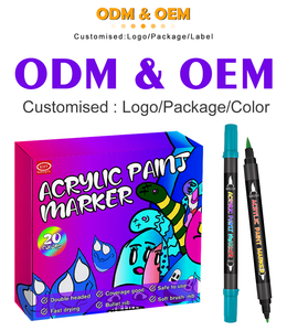 KHY 20色マーカーペンデュアルチップアクリルペイントマーカーセットファインブラシチップ防水アクリルマーカー - Product Image 4