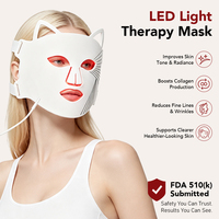 Masque de luminothérapie LED pour le visage, contrôleur portable, silicone, 4 couleurs : 630 nm rouge, 605 nm ambre, 415 nm bleu, 850 nm infrarouge proche