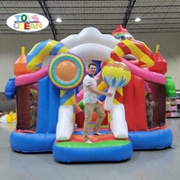 Château Gonflable Commercial Thème Sucreries et Sucettes, Combo Château Gonflable Sweet Land avec Toboggan pour Location de Fêtes d'Enfants