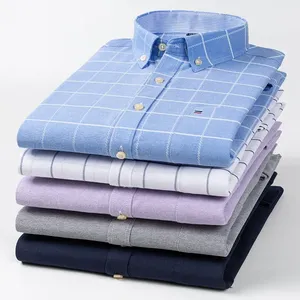 <span class=keywords><strong>Camisa</strong></span> de <span class=keywords><strong>Manga</strong></span> <span class=keywords><strong>Larga</strong></span> <span class=keywords><strong>a</strong></span> <span class=keywords><strong>Cuadros</strong></span> Informal para Hombre, Talla Grande 7XL, 100% Algodón Oxford, Transpirable, con un Solo Bolsillo, para Primavera - Product Image 3