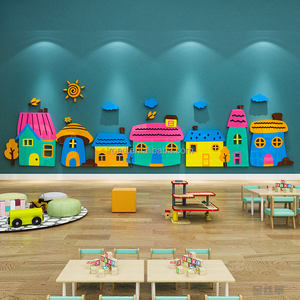 Anaokulu okul duvar sticker kendinden yapışkanlı 3d üç boyutlu duvar sticker karikatür sevimli küçük ev dekoratif duvar kağıdı - Product Image 2