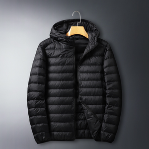 Piumino invernale leggero da uomo piumino traspirante <span class=keywords><strong>con</strong></span> <span class=keywords><strong>cappuccio</strong></span> <span class=keywords><strong>con</strong></span> chiusura a cerniera per uso esterno - Product Image 2