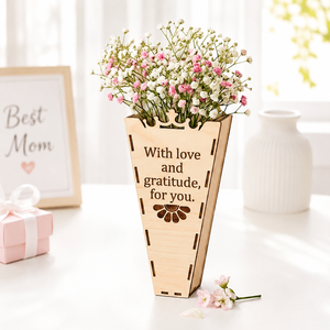 Custom Wooden <b>Flower</b> Vase Mothers Day Gift Wooden <b>Bouquet</b> <b>Box</b> Floral Arrangement Desktop Home Decoration Wedding Centerpiece - Product Image 5