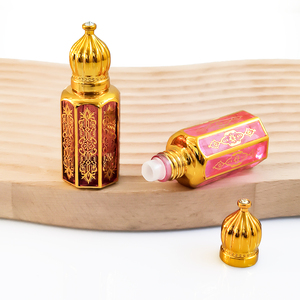 3ml 6ml 12ml đầy màu sắc bát giác thủy tinh tinh dầu chai vàng kim loại Arabic attar chai nước hoa - Product Image 3
