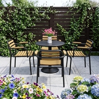 Ensemble table et chaises de bistrot en aluminium moderne avec plateau WPC, résistant à l'eau et aux UV, mobilier d'extérieur pour café, restaurant, balcon, jardin