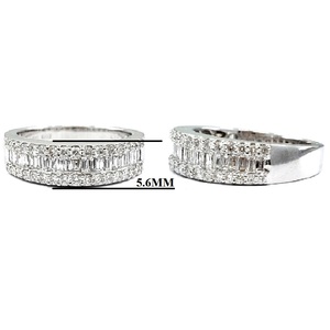 Prix usine directement vente Simple à la mode 14k or blanc massif 100% diamant naturel Baguette bagues de mariage pour les femmes - Product Image 2