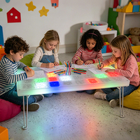 Mesa Sensorial LED en Oferta, 32 Luces, 4 en 1, Mesa de Actividades Plegable para Dibujar, Estudiar, Comer y Jugar, para Niños de 0 a 6 Años