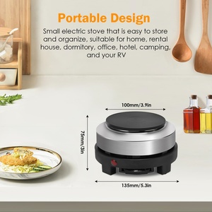 Piastra Elettrica Portatile 500W, Fornello Elettrico da Campeggio a Basso Consumo, Singolo Fornello per Riscaldare Latte, Acqua e Caffè - Product Image 3