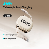 Kabel USB Type-C ke Type-C 240W Pengisian Cepat 1M, Dapat Ditarik, untuk Ponsel, Komputer, Printer & Earphone (Hadiah Promosi)