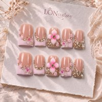 Uñas Postizas Acrílicas Hechas a Mano con Curva 3D Francesa, Diseño Exclusivo ODM, Cobertura Completa PMMA, Uñas Personalizadas, 10 Piezas