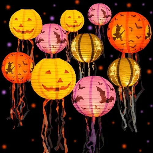 CIVI Popular Halloween Lantern Pumpkin Crow Paper Lantern Halloween Festival Lantern Outdoor Decoration