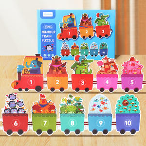 Nouveaux enfants en bois 3D poignée numérique Train Puzzle Montessori éducatif <span class=keywords><strong>math</strong></span>ématiques apprentissage jouets pour les enfants - Product Image 3