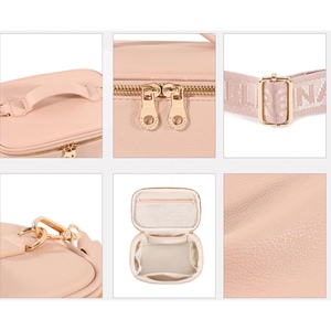 Organizzatore per Trucchi Portatile di Grande Capacità, Stile Casual con Motivo Marmorizzato Stampato, Logo Personalizzato, Materiale in PU e Nylon, Chiusura con Cerniera - Product Image 4