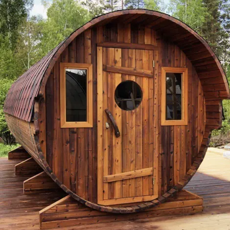 América del Norte Venta caliente de madera de cedro rojo vapor barril sauna al aire libre