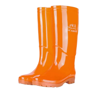 Giày cao su PVC chất lượng cao, thiết kế riêng cho khu vườn, màu cam trong suốt, chống thấm nước, dành cho nam giới người lớn, sản xuất tại nhà máy. - Product Image 1
