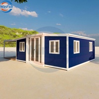 Maison conteneur préfabriquée de luxe de qualité supérieure WinFair, étanche et extensible, avec cuisine, maison préfabriquée modulaire compacte avec terrasse