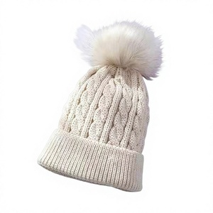 Unisex Knitted Beanie <b>Hat</b> with <b>Pom</b>-<b>Pom</b> Solid Color Winter Warm Casual Adult 56-58CM - Product Image 4