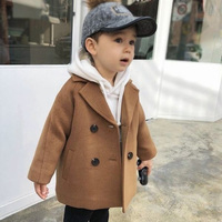 Abrigo Infantil para Otoño e Invierno, Estilo Coreano, para Niños y Niñas, Elegante, Largo, con Solapa, Doble Botonadura, Grueso, Diseño de Diseñador