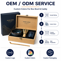 Ensemble cadeau matcha personnalisé OEM, bol en céramique Chawan, fouet en bambou Chasen, cuillère à thé Chashaku, boîte en bois, emballage personnalisé avec logo, ensemble matcha