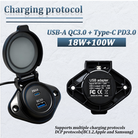Usine Étanche 81W Double Port 12V 24V Bus USB a QC3.0 36W Type C PD 45W Prise de chargeur de voiture rapide