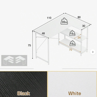 Bureau d'ordinateur à hauteur réglable avec étagères flexibles, table de bureau moderne pour la maison avec rangement multi-niveaux pour ordinateur