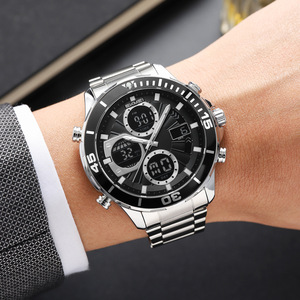 Shikemei Men's Multifunctional Electronic Watch Stainless Steel Strap Dual Movement Large Dial Waterproof Smart Watch - Product Image 2