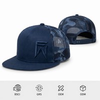 Casquette de camionneur tactique personnalisée avec logo brodé 3D, dos en maille, fermeture snapback, casquette de sport d'extérieur à visière plate, camouflage pour hommes