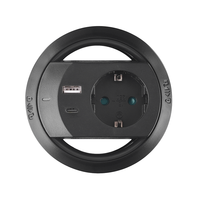 Enchufe de Escritorio con Puertos USB A y C, 16A 250V, Cable de 1.4m, Diseño Empotrado, Cableado Retráctil, Almacenamiento de Cables, 80mm, Enchufe Múltiple