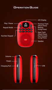 Xách tay FM Đài phát thanh gurbani Máy nghe nhạc MP3 với kỹ thuật số số lựa chọn USB-C sạc pin TF sạc cổng quran/bible Loa - Product Image 4