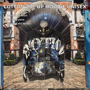 Sudadera con Capucha de Alta Calidad, 100% Algodón, Tejida, con Cierre, Gruesa, para Invierno, con Letras, Resistente al Viento, Estilo Y2K, Hip Hop, Unisex, Mezcla de Emociones - Product Image 2