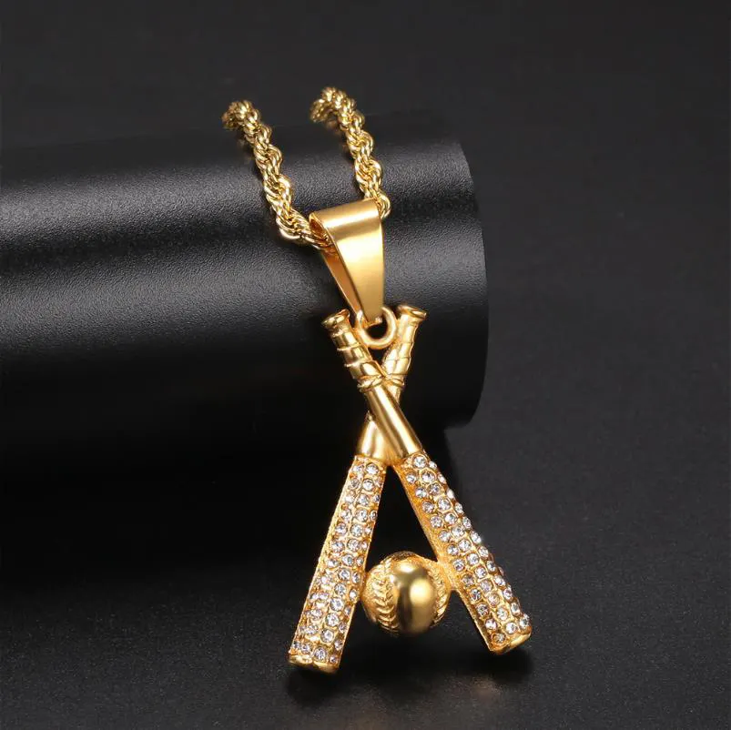 YK Hot selling stainless steel Fashion Hip Hop sport Baseball cross necklace pendant jewelry