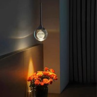 Lampe suspendue LED industrielle à grand cristal, hauteur réglable, finition noir/argent, CRI 90 élevé, éclairage moderne simple et luxueux