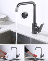Robinet de cuisine HONGDEC en acier inoxydable gris anthracite, mitigeur monocommande eau chaude/froide avec douchette extractible, montage sur plan de travail