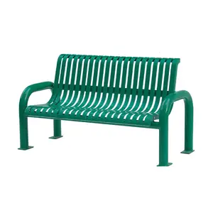 Moderne Nieuwe Ontwerp Economische Gietijzeren Unieke Outdoor Bench Metalen Buiten Groen Park Lange Stoel Stedelijke Straat Ontspannen Seat Leverancier