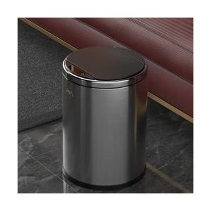 Cubo de basura redondo de lujo de alta calidad para el hogar inteligente sin contacto cubos de basura automático pañal de bebé <span class=keywords><strong>canan</strong></span> de basura de acero inoxidable - Product Image 4