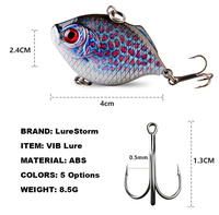 Leurre artificiel dur en plastique LureStorm 45mm/8.8g VIB avec hameçon triple pour la pêche au bar, au brochet, au lucioperca en eau salée et en eau douce