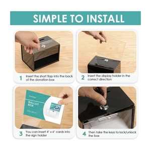 Hộp Bỏ Phiếu Quyên Góp Màu Đen Hộp Quyên Góp Bằng <span class=keywords><strong>Acrylic</strong></span> Trong Suốt Có Khóa Hộp Đựng Tiền Tiết Kiệm Có Nắp Đậy Cho Danh Thiếp Gây Quỹ - Product Image 4