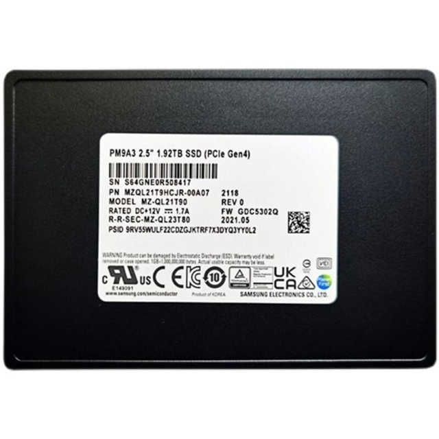 PM9A3 MZQL27T6HBLA-00B7C 7.68TB U.2 PCIe 4.0 NVMe Enterprise SSD 2.5" Server Solid State Drive