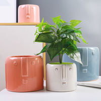 Amante — Pot de fleur en céramique OEM, Pot de fleur avec yeux dorés, Statue moderne, Vase à fleurs, boîte de rebord de fenêtre, décoration