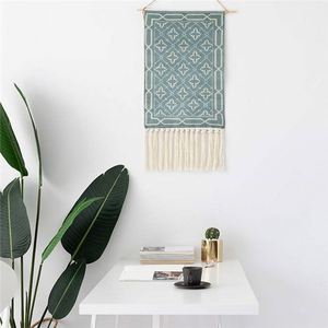 Decorazione d'Interni Art Déco Durevole, con Pompon in Macramè, Stile Rustico Cristiano, Piatti in Vimini e Cesto Quadrato - Product Image 3