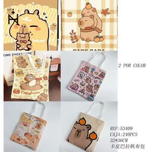 Borsa in tela Capibara 32x36cm con stampa di animali carini, borsa tote per uso quotidiano - Product Image 3