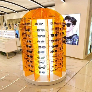 Vòng màu cam Kính mát kính hiển thị thương mại Countertop hiển thị cặp Acrylic <span class=keywords><strong>Eyewear</strong></span> toppers hiển thị đứng - Product Image 1